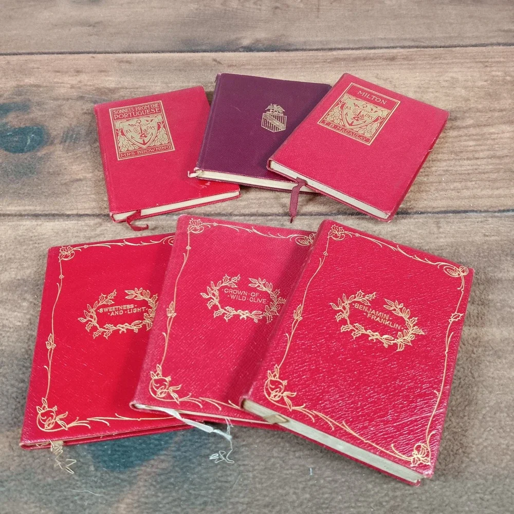 Miniature Classic Literature Books Lot of 6 Red Gold Gilded Editions